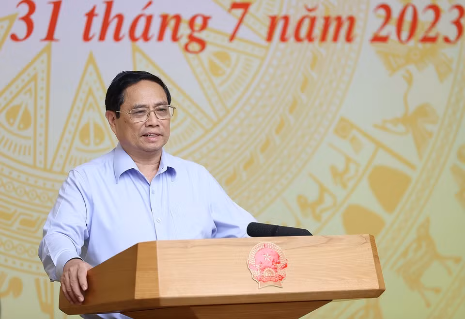 Thủ tướng Phạm Minh Chính phát biểu kết luận Hội nghị. (Ảnh: Dương Giang/TTXVN) 