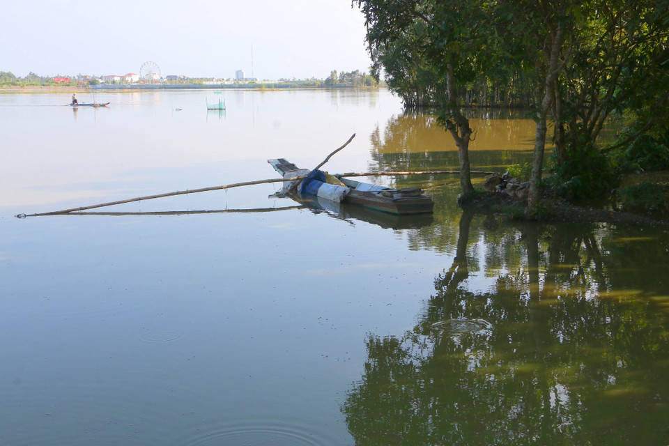 Nước ngập trần trên các cánh đồng huyện Vị Thủy. (Ảnh: Duy Khương/TTXVN)