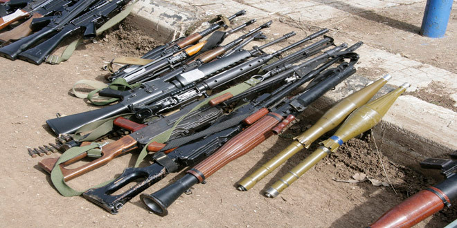 Các loại vũ khí thuộc trang bị cá nhân. (Nguồn: SANA)