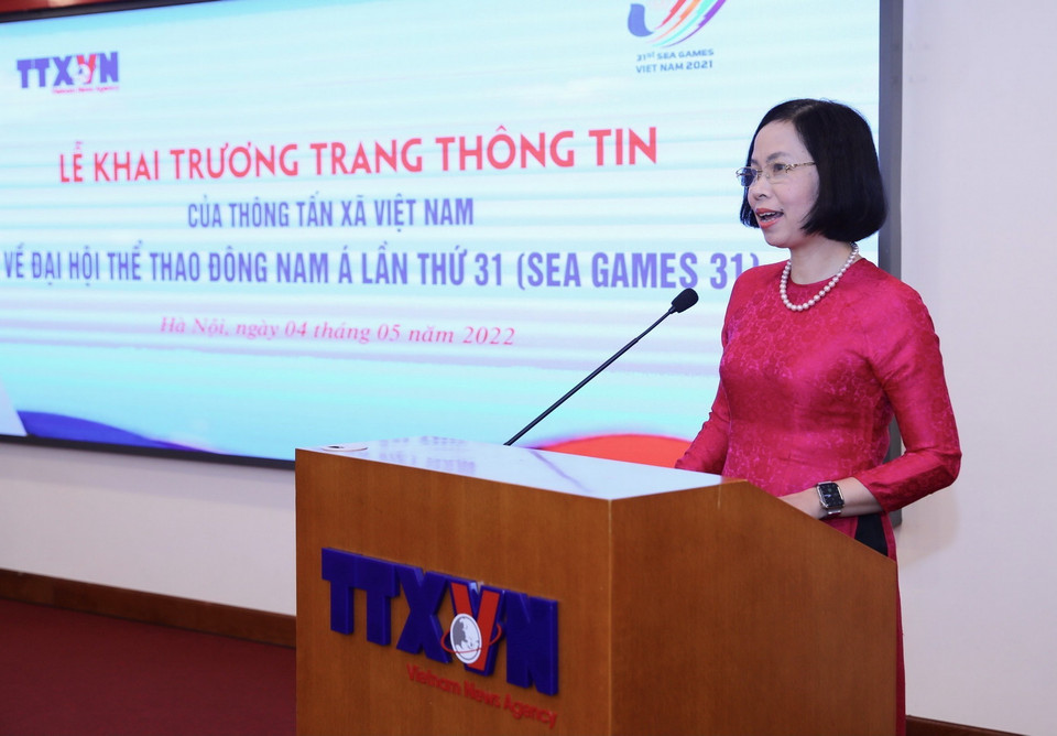  Tổng giám đốc TTXVN Vũ Việt Trang phát biểu. (Ảnh: Hoàng Hiếu/TTXVN)