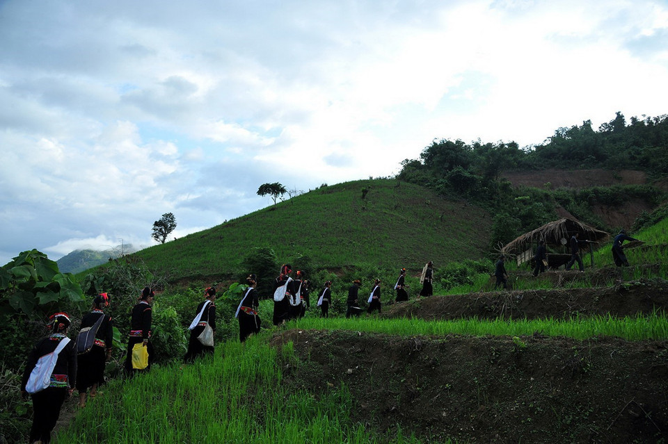 Vị trí tổ chức lễ cúng cầu mùa là những mảnh nương trung tâm của bản làng. (Ảnh: Phan Tuấn Anh/TTXVN)