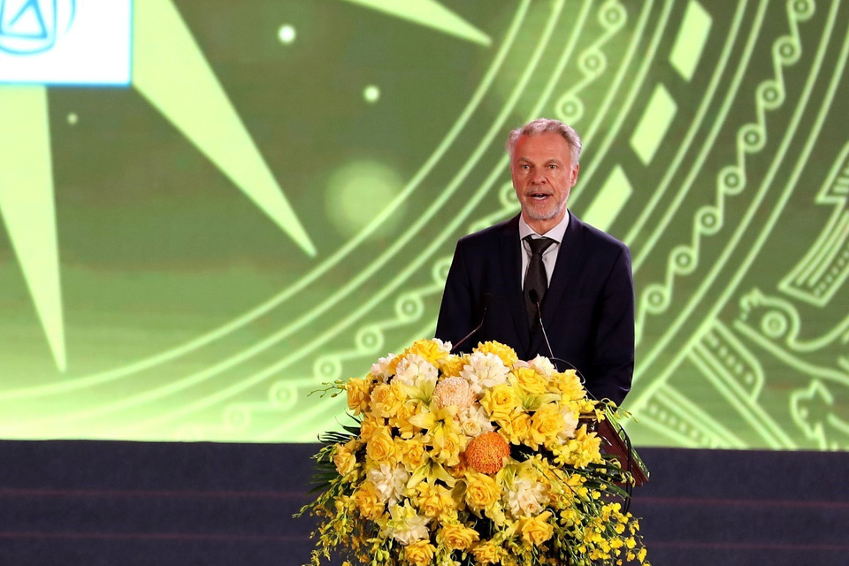 Trưởng Văn phòng đại diện UNESCO tại Việt Nam Christian Manhart phát biểu tại Lễ khai mạc. (Ảnh: Trung Kiên/TTXVN)