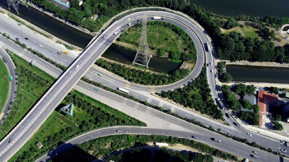 Nút giao thông Pháp Vân-Vành đai 3 của thành phố Hà Nội. (Ảnh: Huy Hùng/TTXVN)