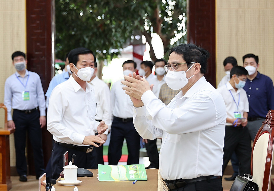  Thủ tướng Phạm Minh Chính đến dự Hội nghị thúc đẩy phát triển nông nghiệp Đồng bằng sông Cửu Long. (Ảnh: Dương Giang/TTXVN)