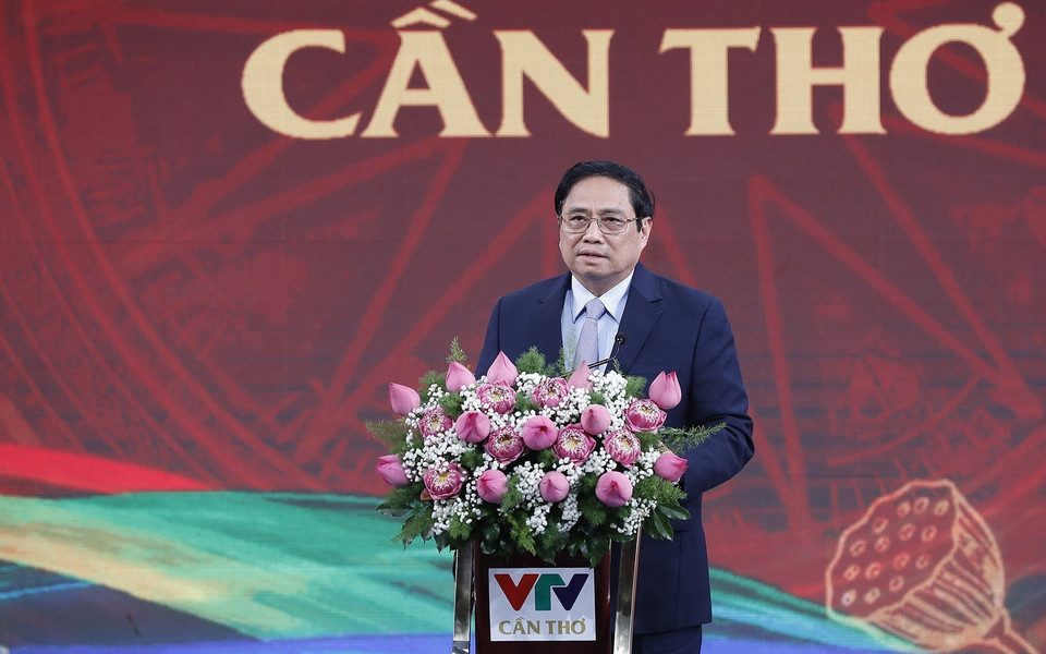 Thủ tướng Phạm Minh Chính phát biểu tại buổi lễ. (Ảnh: Dương Giang/TTXVN)