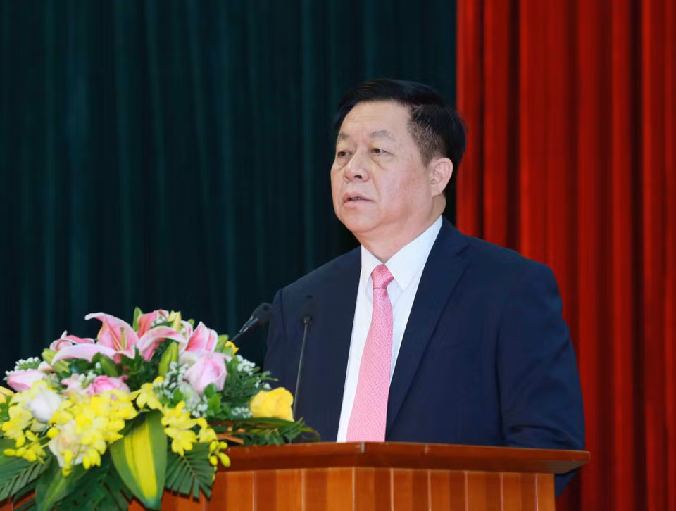 Thượng tướng Nguyễn Trọng Nghĩa, Bí thư Trung ương Đảng, Trưởng Ban Tuyên giáo Trung ương phát biểu. (Ảnh: Phương Hoa/TTXVN)
