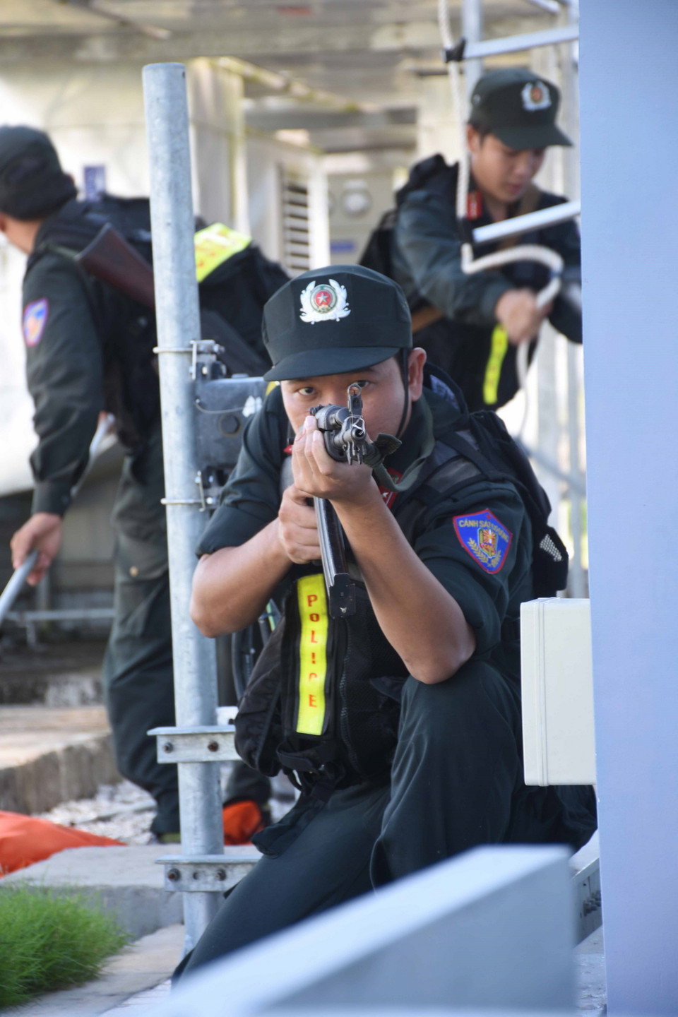 Diễn tập phương án chống khủng bố. (Ảnh: Thế Anh/TTXVN)