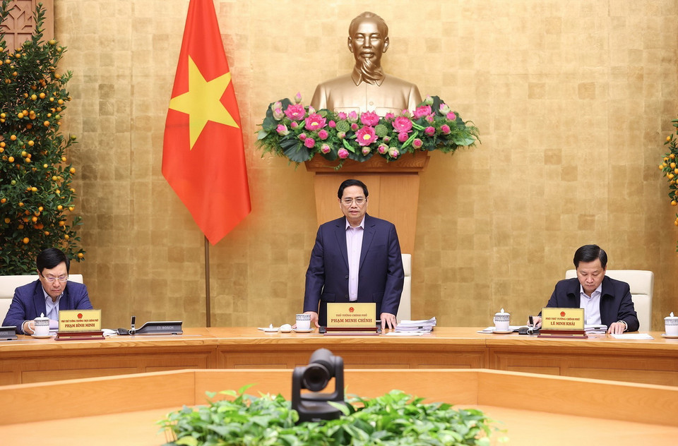  Thủ tướng Phạm Minh Chính chủ trì phiên họp. (Ảnh: Dương Giang/TTXVN)