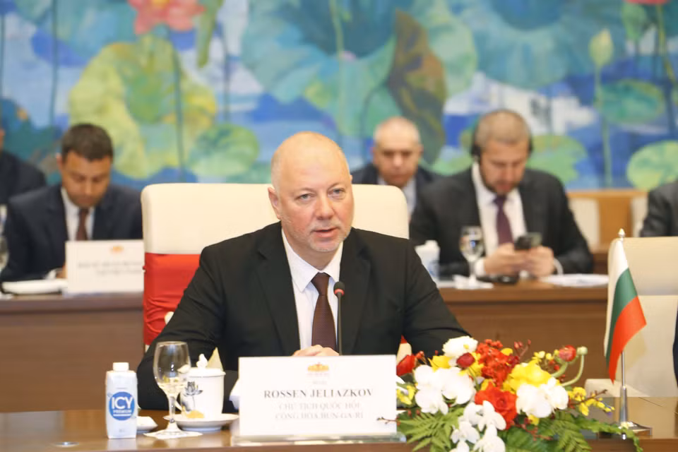 Chủ tịch Quốc hội Bulgaria Rossen Dimitrov Jeliazkov phát biểu. (Ảnh: Nhan Sáng/TTXVN)