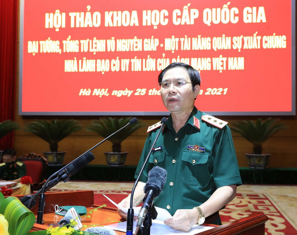 Thượng tướng Nguyễn Tân Cương, Tổng Tham mưu trưởng, Thứ trưởng Bộ Quốc phòng phát biểu. (Ảnh: Trọng Đức/TTXVN)