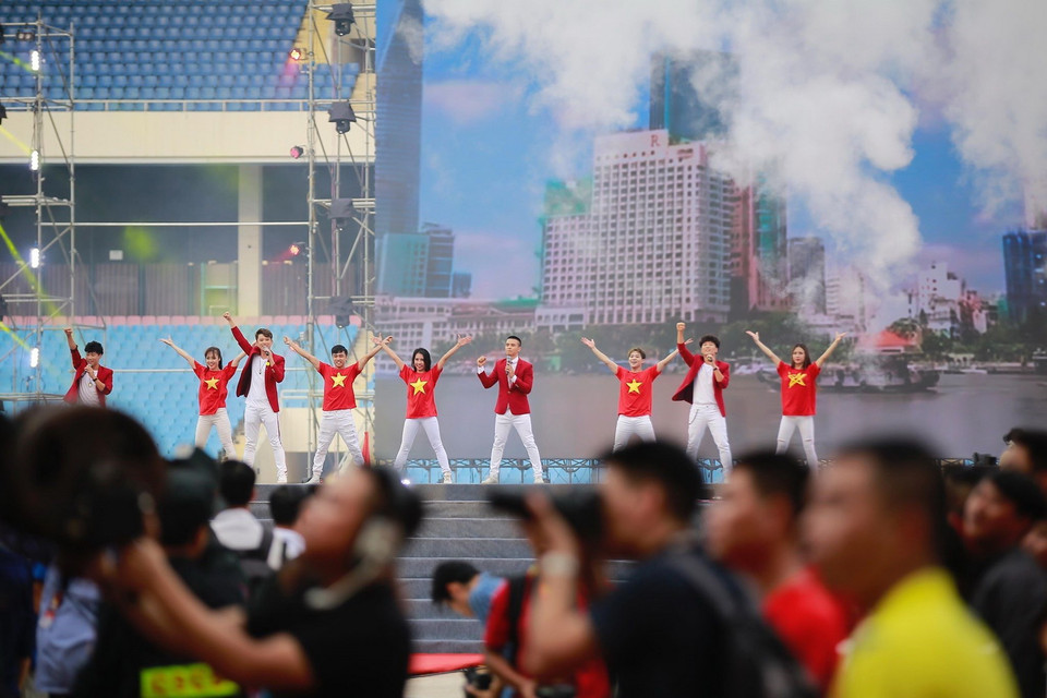 Chương trình văn nghệ tại buổi lễ. (Ảnh: Trọng Đạt/TTXVN)