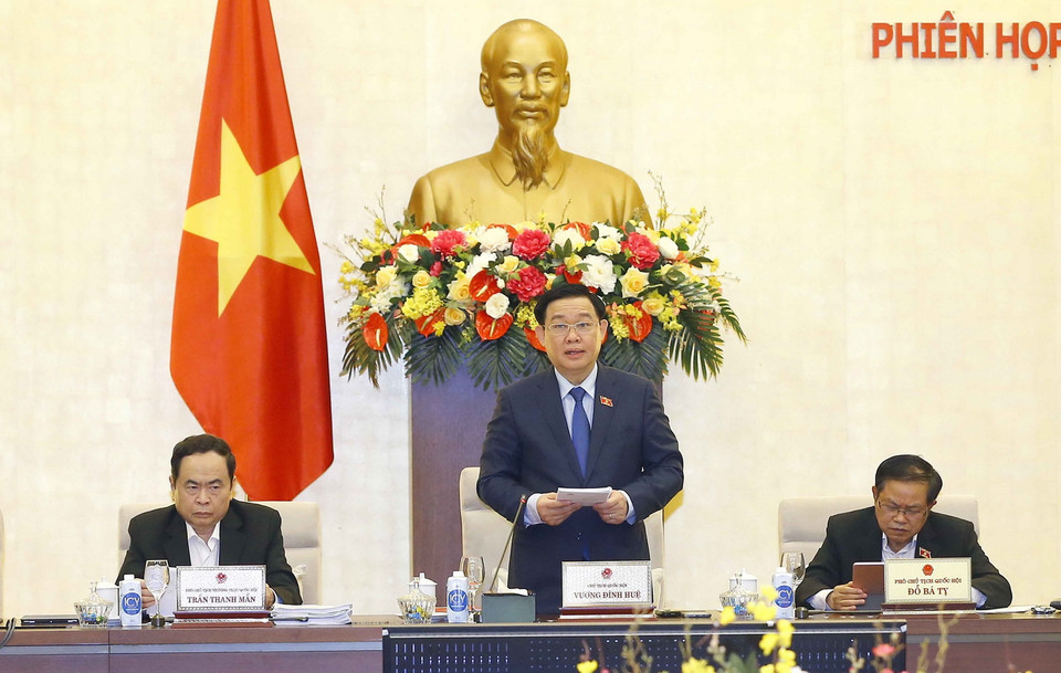 Chủ tịch Quốc hội Vương Đình Huệ phát biểu. (Ảnh: Doãn Tấn/TTXVN)