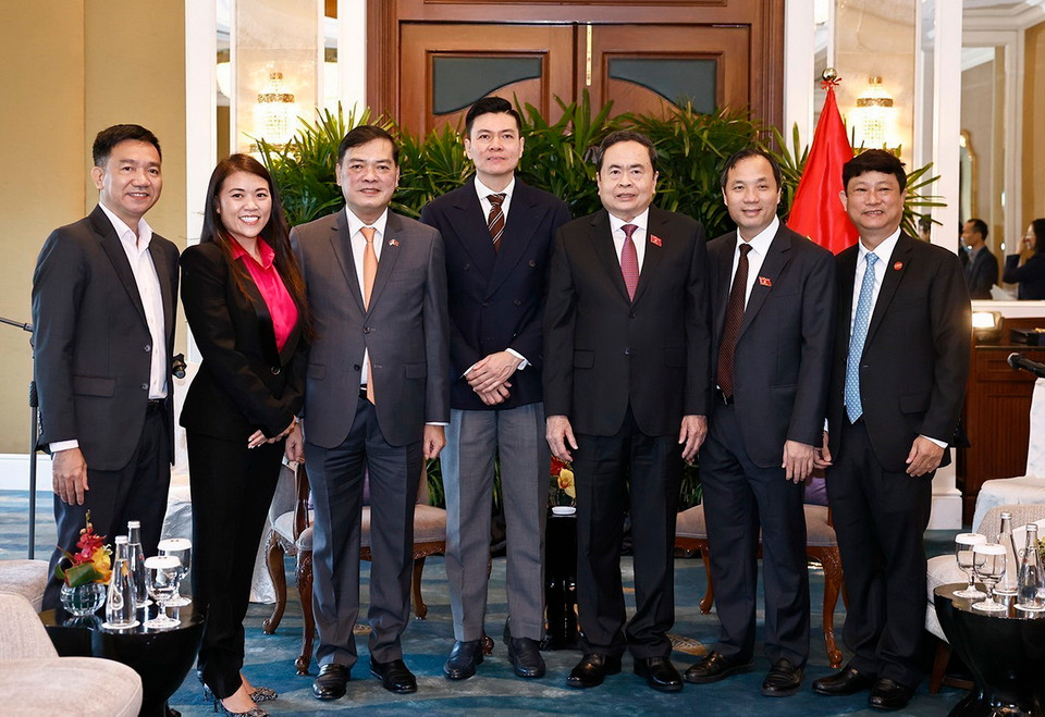 Chủ tịch Quốc hội Trần Thanh Mẫn tiếp Tổng giám đốc Sembcorp Development, kiêm Chủ tịch Hội đồng quản trị VSIP Group Lee Ark Boon. (Ảnh: Doãn Tấn/TTXVN)