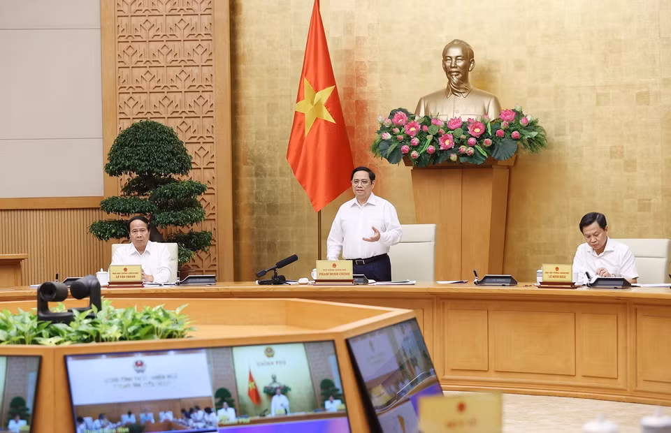  Thủ tướng Phạm Minh Chính kết luận buổi làm việc. (Ảnh: Dương Giang/TTXVN)