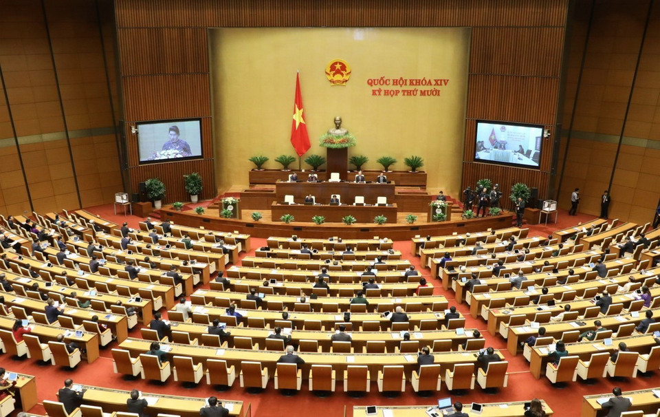 Quang cảnh phiên khai mạc Kỳ họp thứ mười, Quốc hội khóa XIV. (Ảnh: Văn Điệp/TTXVN)