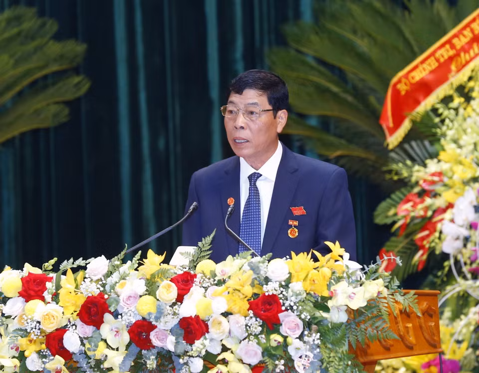  Ông Bùi Văn Hải, Ủy viên Trung ương Đảng, Bí thư Tỉnh ủy Bắc Giang phát biểu khai mạc Đại hội. (Ảnh: Doãn Tấn/TTXVN)