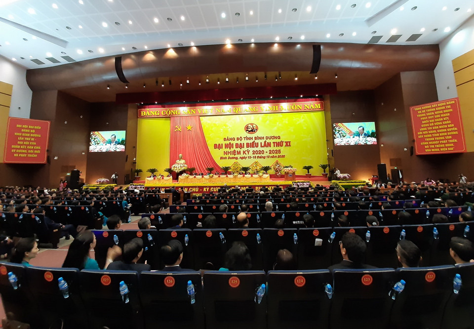 Khai mạc Đại hội đại biểu Đảng bộ tỉnh Bình Dương lần thứ XI, nhiệm kỳ 2020-2025. (Ảnh: Dương Chí Tưởng/TTXVN)