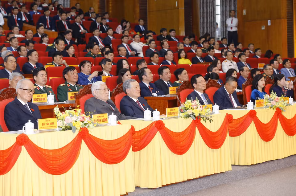 Trong ảnh: Đồng chí Nguyễn Hòa Bình, Bí thư Trung ương Đảng, Chánh án Tòa án Nhân dân Tối cao và các đại biểu dự Đại hội. (Ảnh: Doãn Tấn/TTXVN)