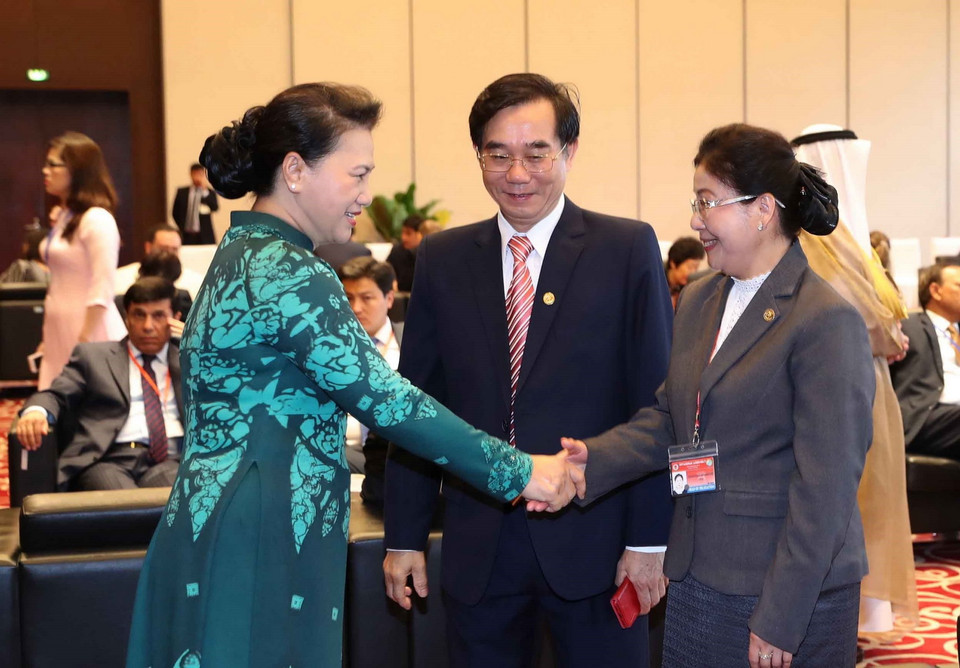 Chủ tịch Quốc hội Nguyễn Thị Kim Ngân và các đại biểu dự khai mạc Đại hội ASOSAI 14. (Ảnh: TTXVN)