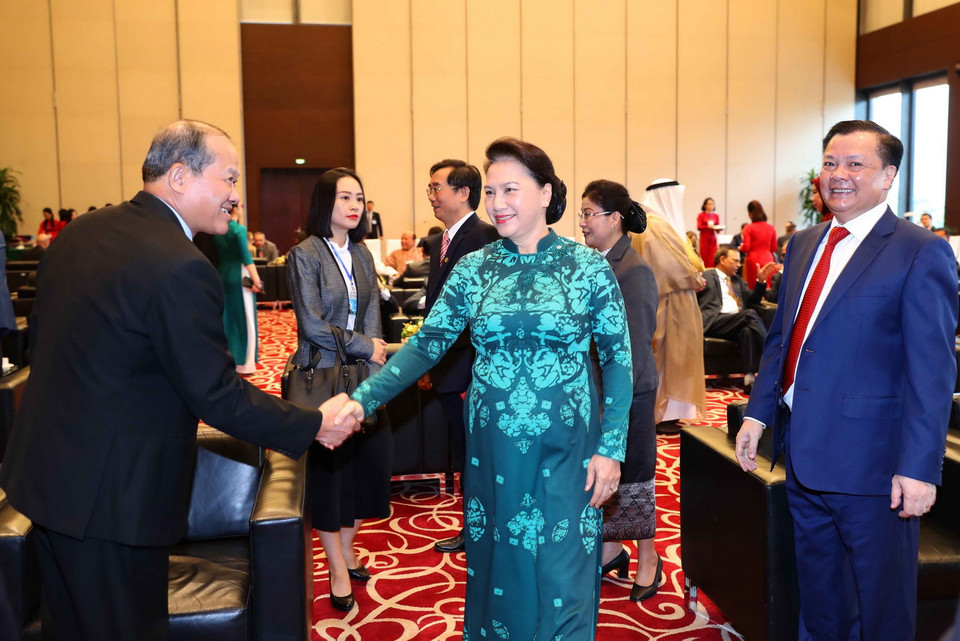 Chủ tịch Quốc hội Nguyễn Thị Kim Ngân và các đại biểu dự khai mạc Đại hội ASOSAI 14. (Ảnh: TTXVN)