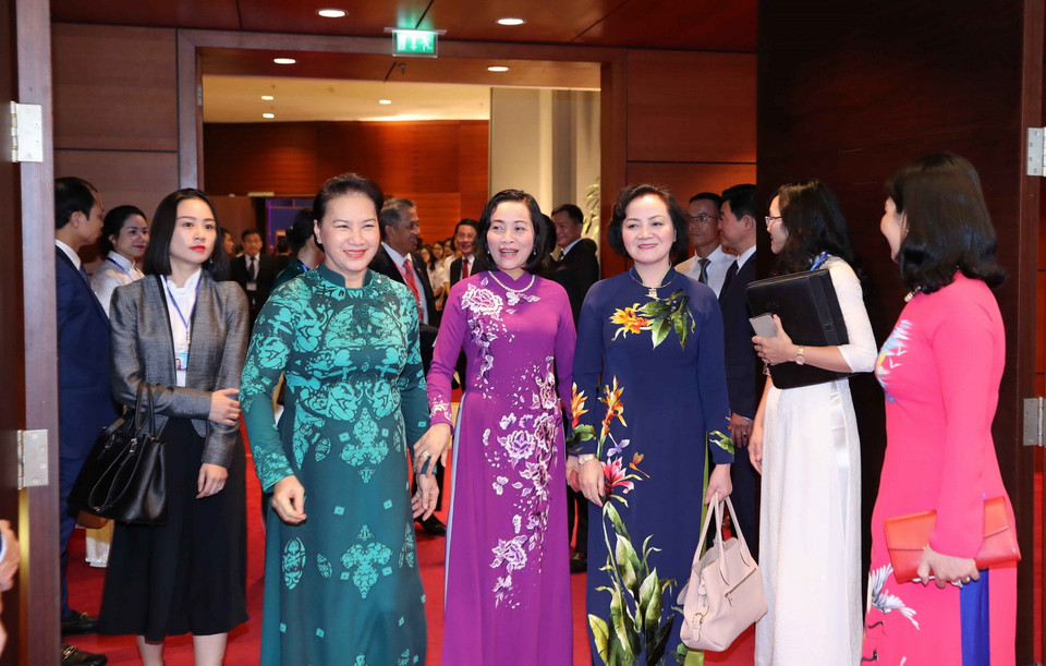 Chủ tịch Quốc hội Nguyễn Thị Kim Ngân và các đại biểu dự khai mạc Đại hội ASOSAI 14. (Ảnh: TTXVN)