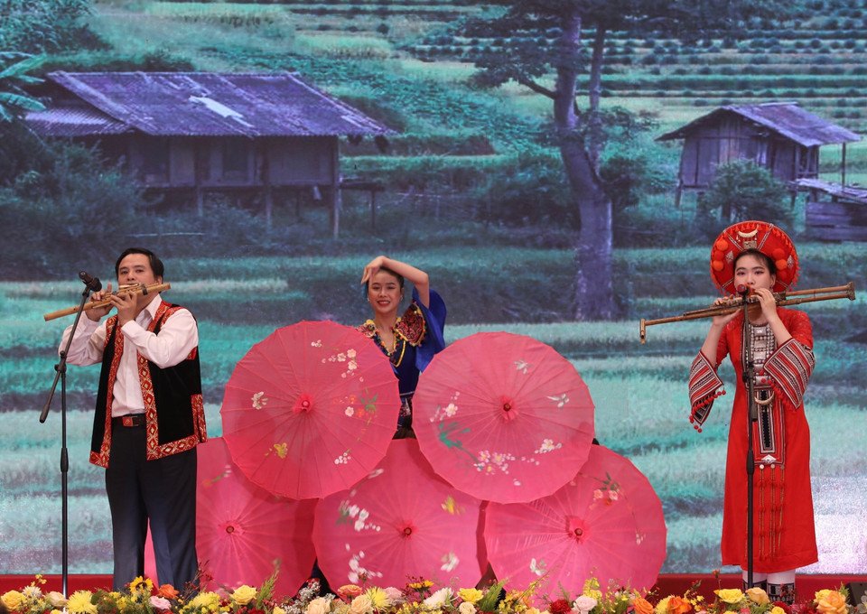 Chương trình văn nghệ tại buổi lễ. (Ảnh: Hoàng Hiếu/TTXVN)