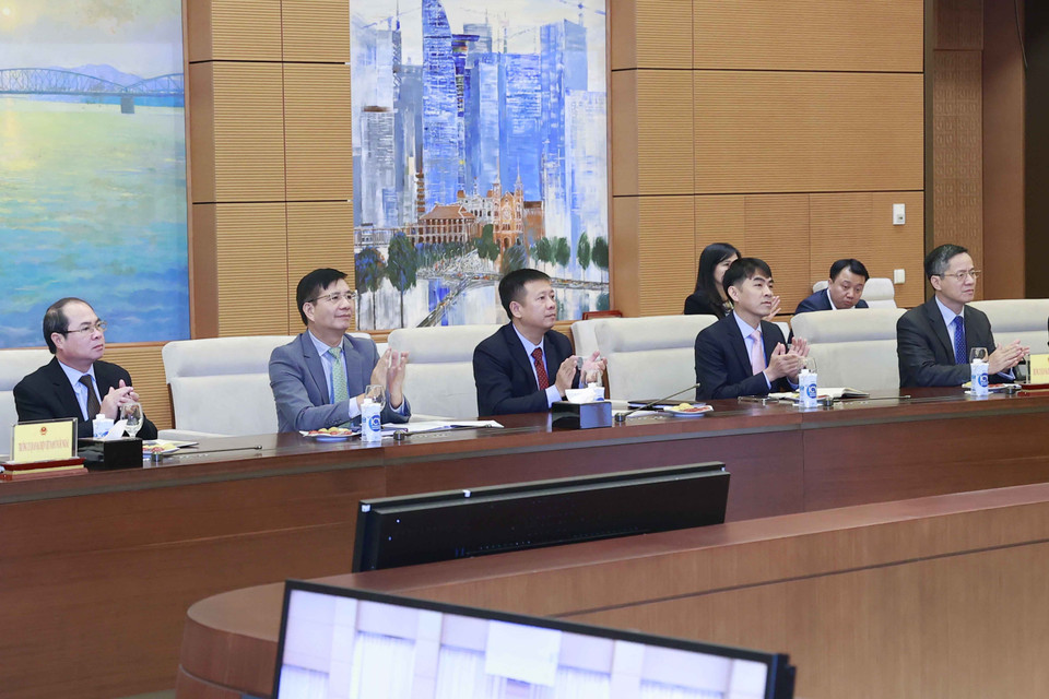 Các đại sứ, trưởng cơ quan đại diện Việt Nam ở nước ngoài dự buổi tiếp. (Ảnh: Doãn Tấn/TTXVN)