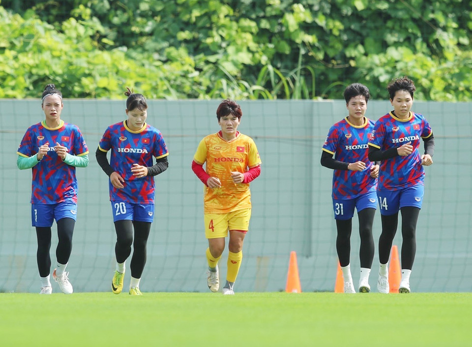 Đội tuyển Nữ Việt Nam đang ở trong giai đoạn chuẩn bị cuối cùng trước khi hướng tới Vòng Chung kết World Cup Nữ 2023. (Ảnh: TTXVN phát)
