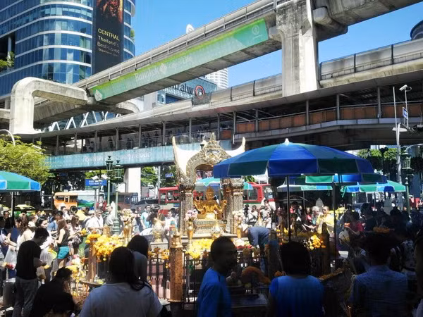 Quang cảnh đền Erawan sáng 26/9. 