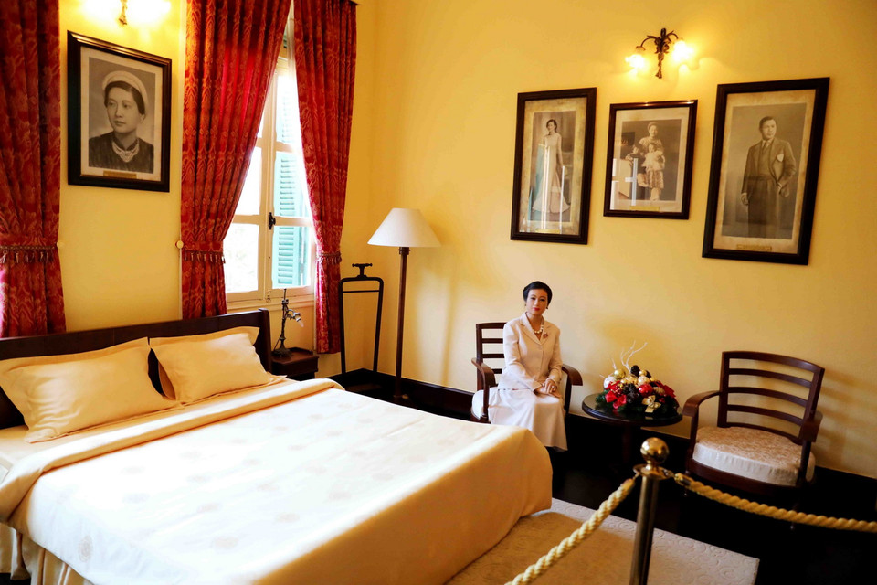 Phòng ngủ của hoàng hậu Nam Phương tại dinh 1 Bảo Đại. (Ảnh: Nhật Anh/TTXVN)