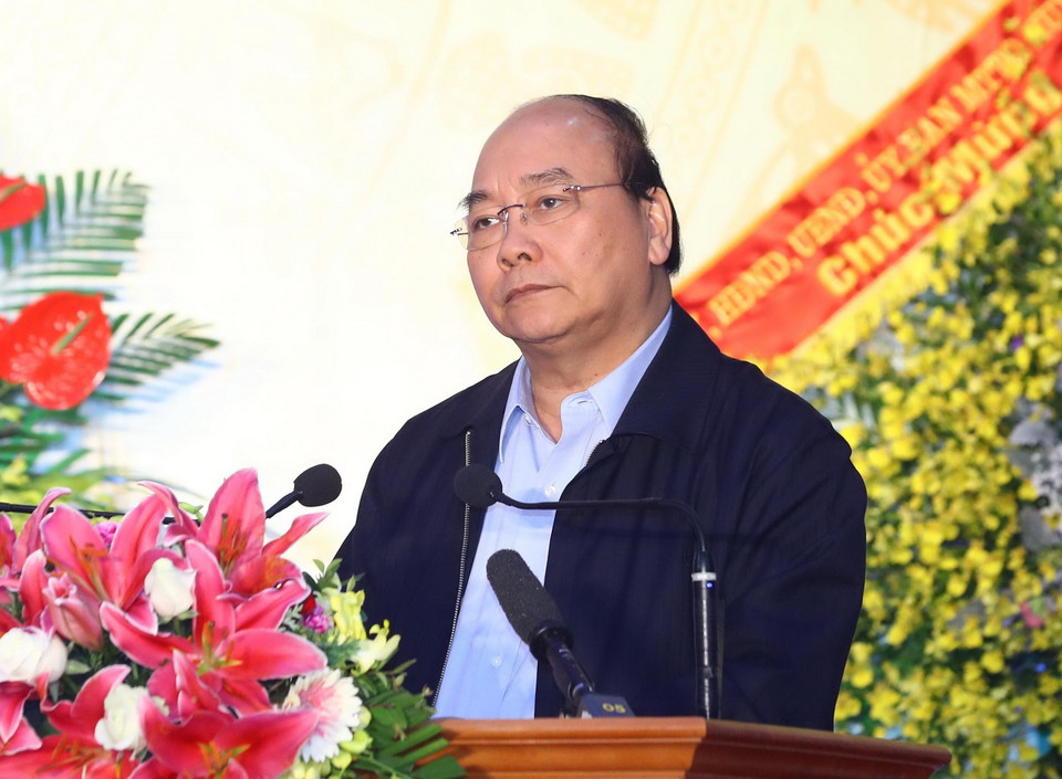 Thủ tướng Nguyễn Xuân Phúc phát biểu tại Ngày hội đại đoàn kết toàn dân tộc. (Ảnh: Thống Nhất/TTXVN)