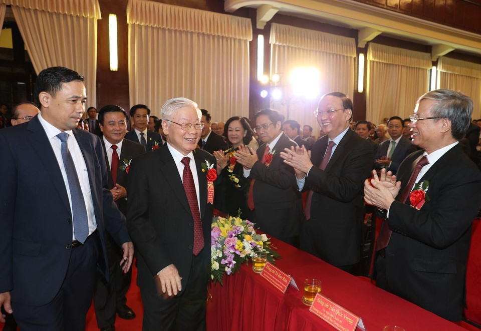 Tổng Bí thư, Chủ tịch nước Nguyễn Phú Trọng đến dự Lễ kỷ niệm. (Ảnh: Trí Dũng/TTXVN)