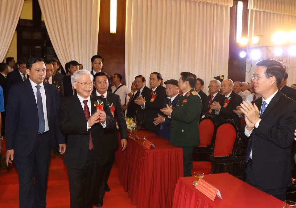 Tổng Bí thư, Chủ tịch nước Nguyễn Phú Trọng đến dự Lễ kỷ niệm. (Ảnh: Trí Dũng/TTXVN)