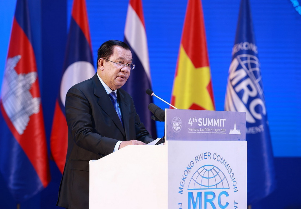 Thủ tướng Campuchia Samdech Hunsen phát biểu. (Ảnh: Dương Giang/TTXVN)