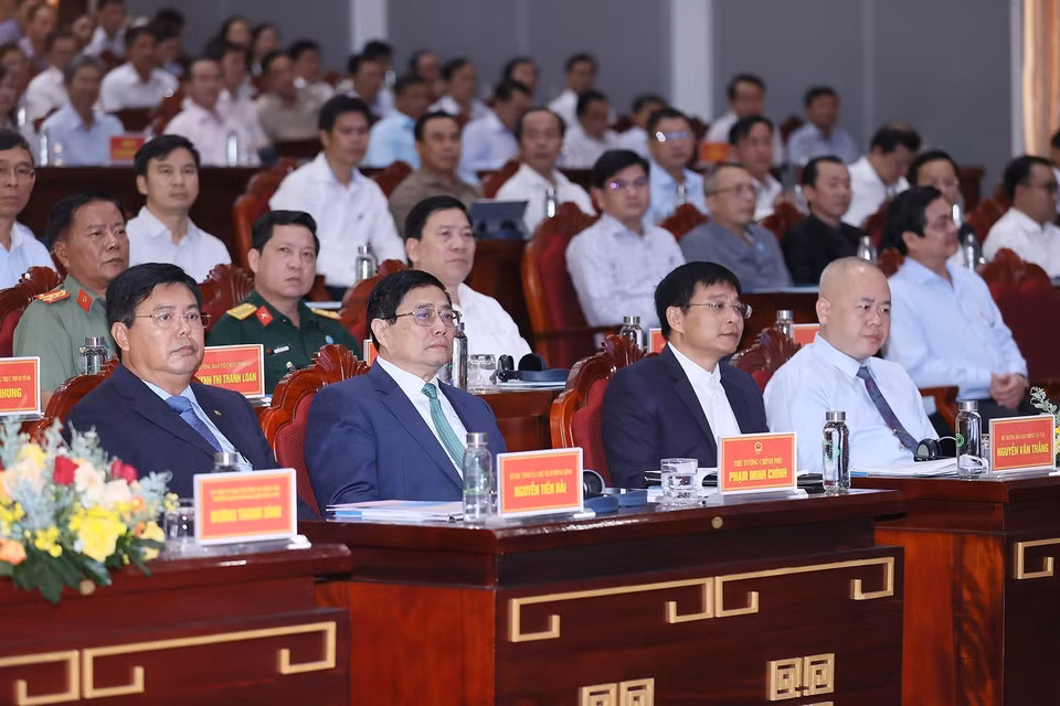 Thủ tướng Phạm Minh Chính dự Hội nghị Công bố Quy hoạch và Xúc tiến Đầu tư tỉnh Cà Mau. (Ảnh: Dương Giang/TTXVN)