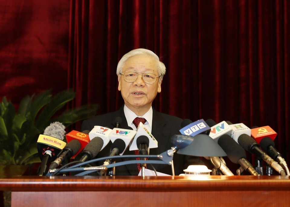 Tổng Bí thư Nguyễn Phú Trọng phát biểu khai mạc Hội nghị, sáng 7/5. (Ảnh: Trí Dũng/TTXVN)