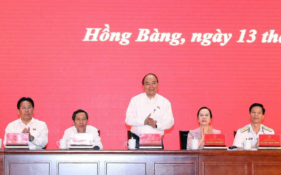 Thủ tướng Nguyễn Xuân Phúc tại buổi tiếp xúc cử tri. (Ảnh: Thống Nhất/TTXVN)