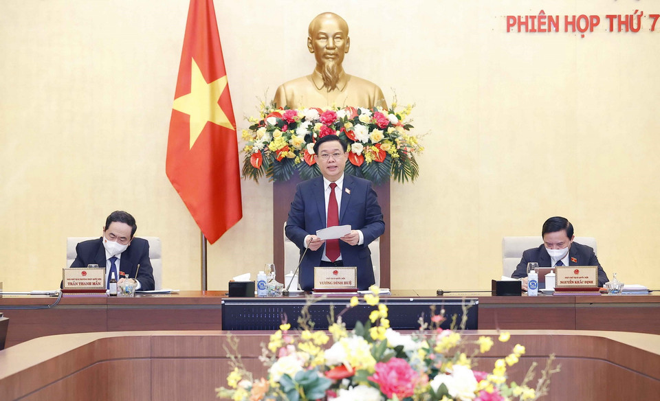 Chủ tịch Quốc hội Vương Đình Huệ phát biểu khai mạc. (Ảnh: Doãn Tấn/TTXVN)