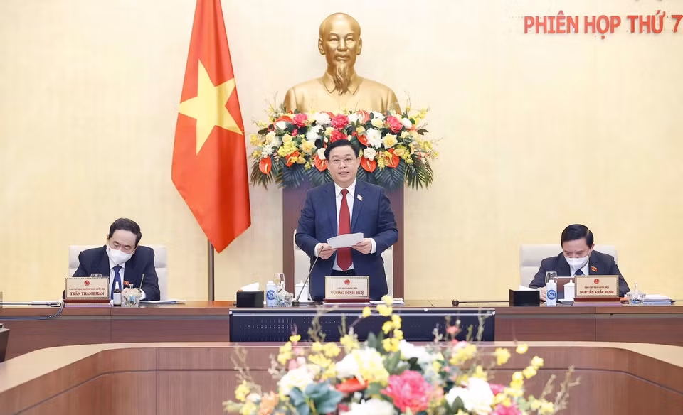 Chủ tịch Quốc hội Vương Đình Huệ phát biểu khai mạc. (Ảnh: Doãn Tấn/TTXVN)
