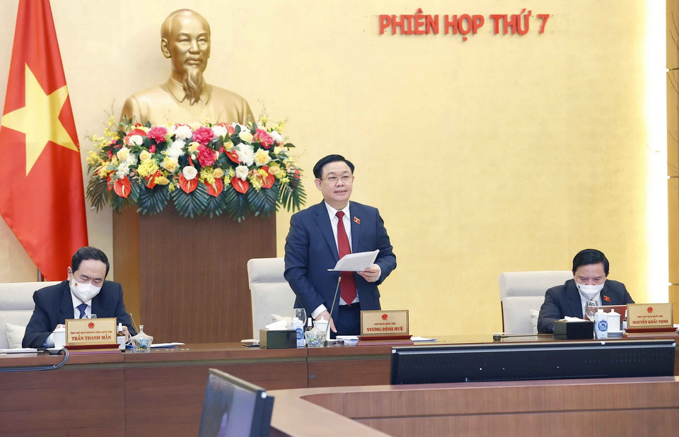 Chủ tịch Quốc hội Vương Đình Huệ phát biểu khai mạc. (Ảnh: Doãn Tấn/TTXVN)