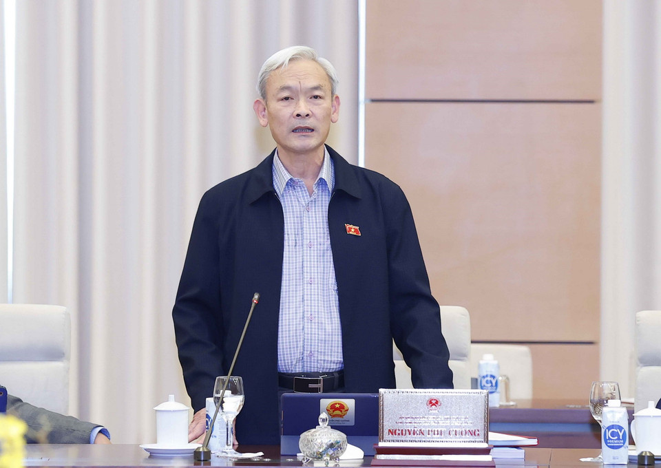 Chủ nhiệm Ủy ban Tài chính, Ngân sách của Quốc hội Nguyễn Phú Cường phát biểu ý kiến. (Ảnh: Doãn Tấn/TTXVN)