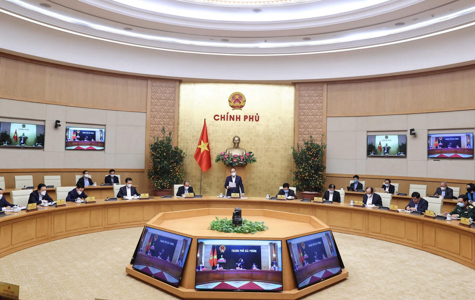 Thủ tướng Nguyễn Xuân Phúc phát biểu tại phiên họp. (Ảnh: Thống Nhất/TTXVN)