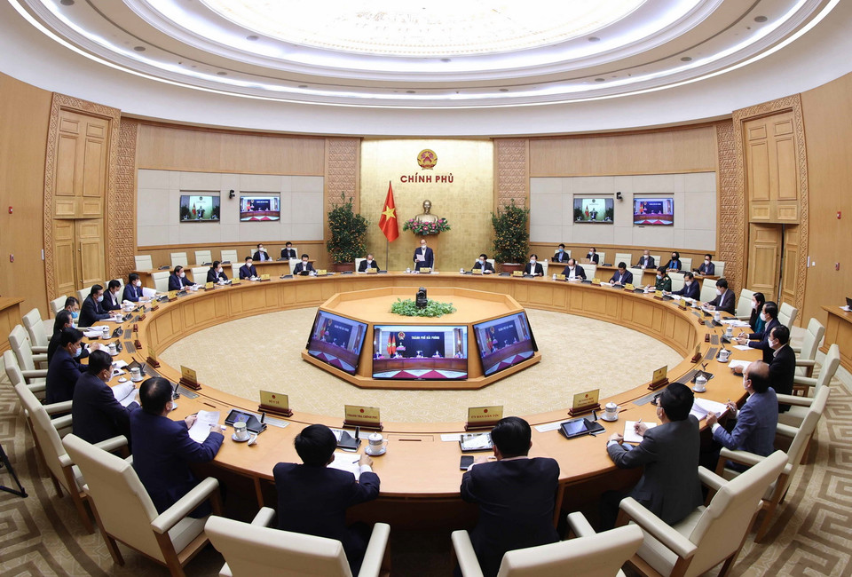 Thủ tướng Nguyễn Xuân Phúc phát biểu tại phiên họp. (Ảnh: Thống Nhất/TTXVN)