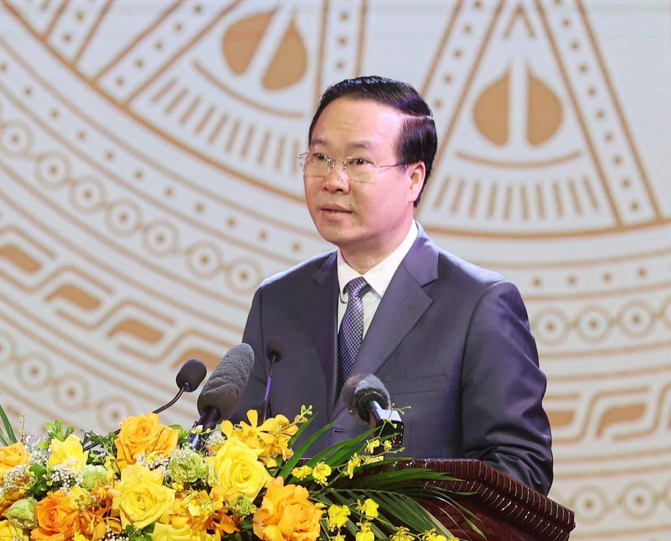 Chủ tịch nước Võ Văn Thưởng phát biểu. (Ảnh: Lâm Khánh/TTXVN)