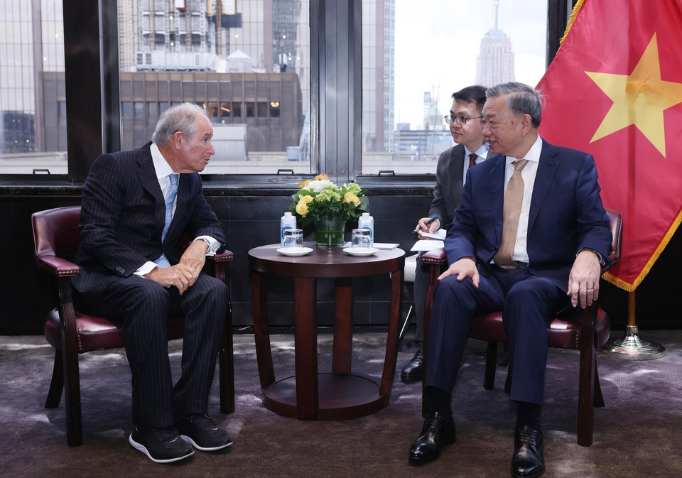 Tổng Bí thư, Chủ tịch nước Tô Lâm tiếp ông Stephen Schwarzmann, Chủ tịch, kiêm Giám đốc điều hành và Nhà sáng lập quỹ đầu tư Blackstone. (Ảnh: Lâm Khánh/TTXVN)