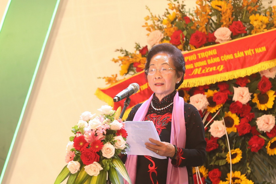  Nguyên Phó Chủ tịch nước Nguyễn Thị Doan, Chủ tịch Hội Khuyến học Việt Nam phát biểu. (Ảnh: Minh Quyết/TTXVN)
