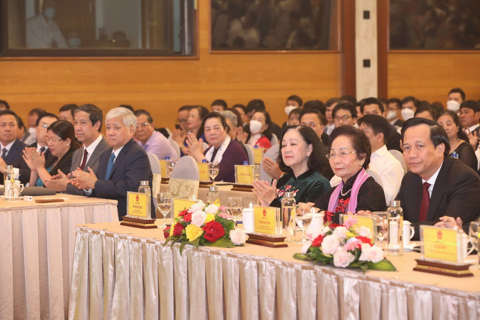  Đại biểu tham dự Lễ trao Giải thưởng Nhân tài Đất Việt lần thứ 16 - năm 2022. (Ảnh: Minh Quyết/TTXVN)