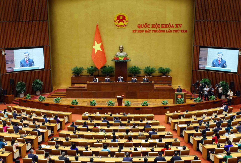 Chánh án Tòa án Nhân dân tối cao Lê Minh Trí phát biểu nhậm chức. (Ảnh: Phạm Kiên/TTXVN)