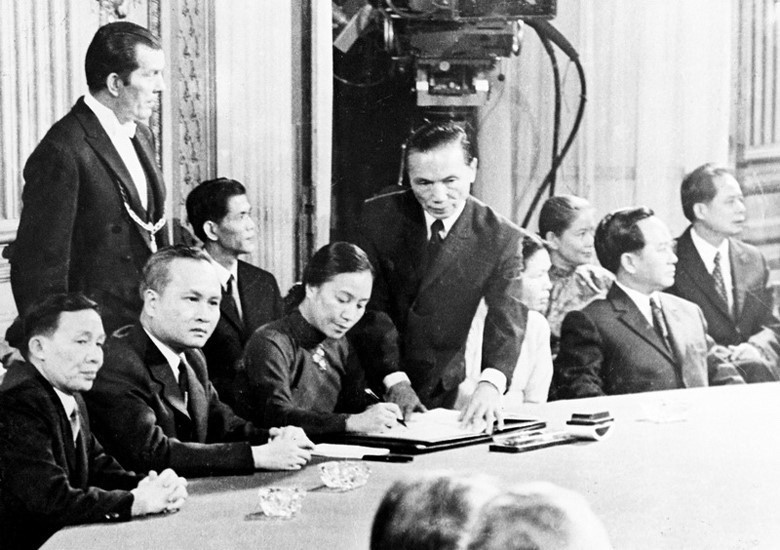 Ngày 27/1/1973, Hiệp định Paris về chấm dứt chiến tranh, lập lại hòa bình ở Việt Nam đã chính thức được ký kết, buộc Mỹ phải rút quân về nước. (Ảnh: TTXVN)
