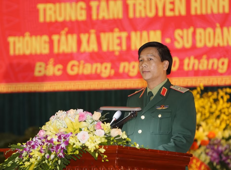 Thiếu tướng Nguyễn Huy Cảnh, Tư lệnh Quân đoàn 2 phát biểu. (Ảnh: Dương Giang/TTXVN)